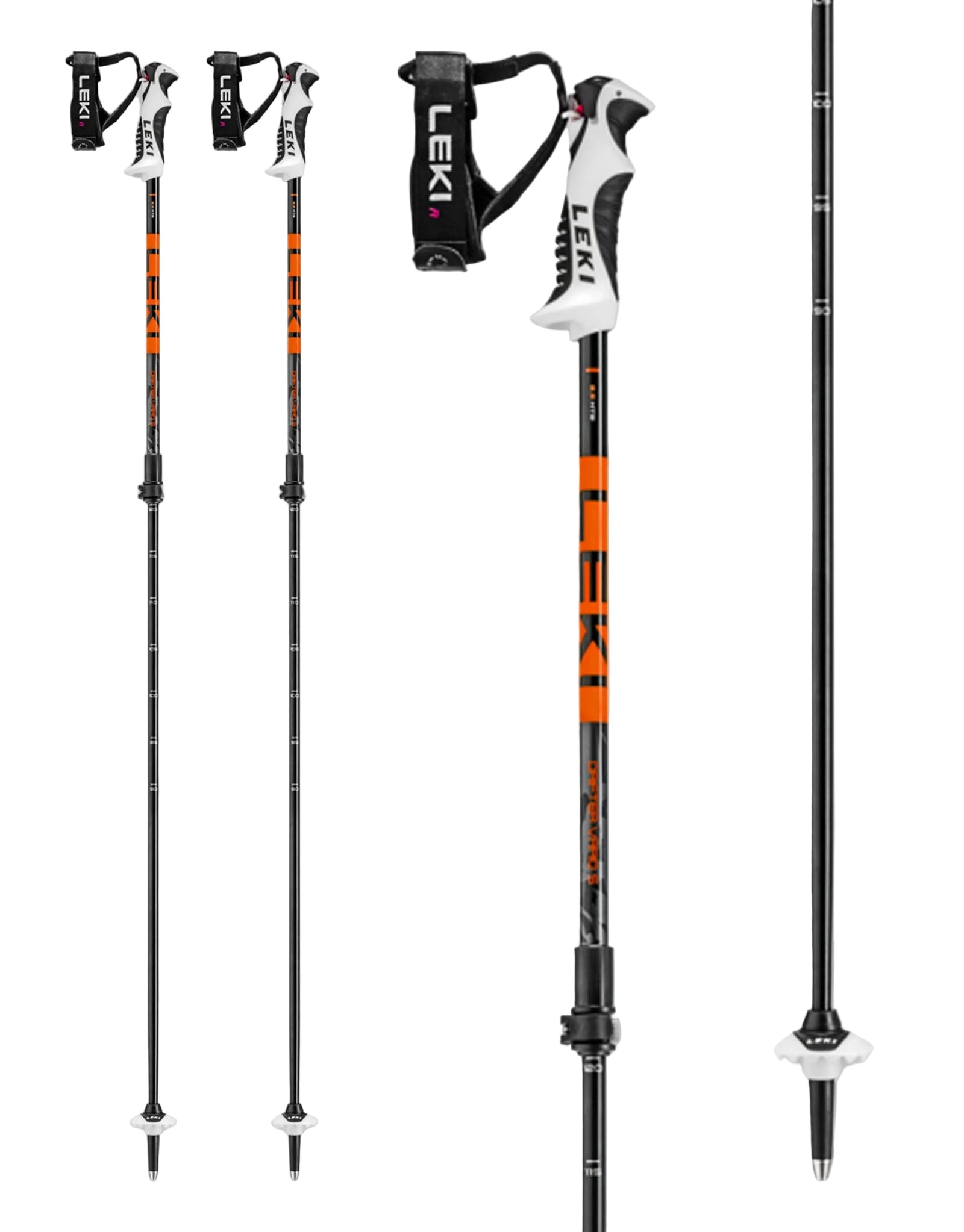 Leki Drifter Vario S ski poles - Black / Dark Anthracite / Neon Orange