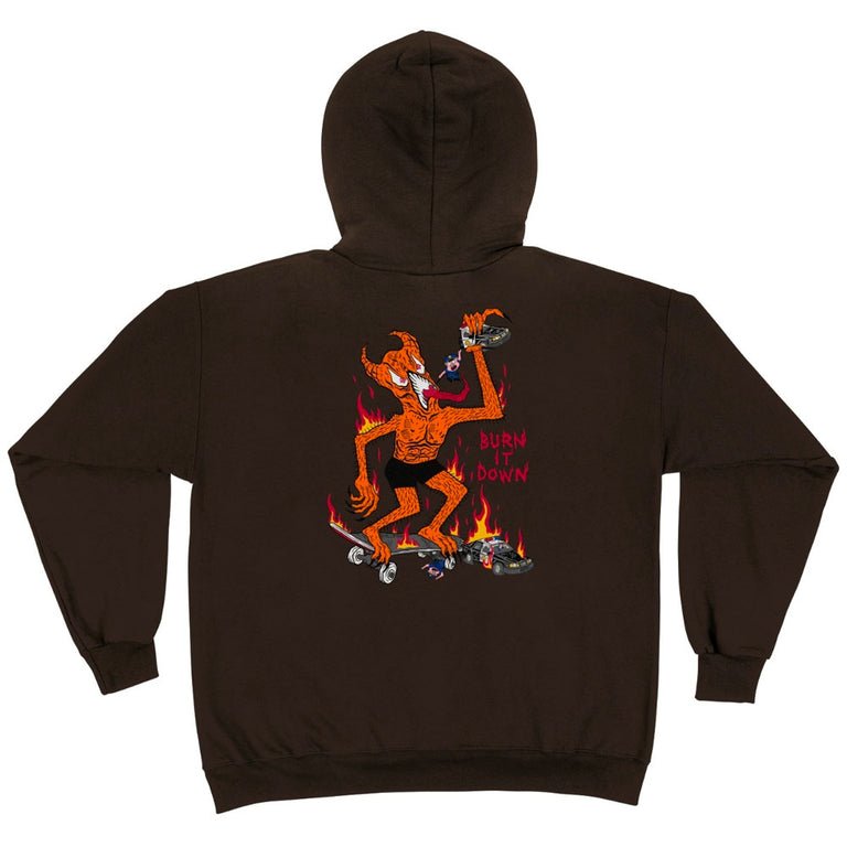 THRASHER Burn it down neckface hood - Dark Chocolate