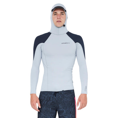 Oneill Traveller UV LS Hooded Rash Vest Mens - Cool Grey