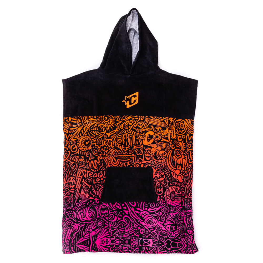 Creatures Grom Poncho Towel - Fluro Red Fade Black