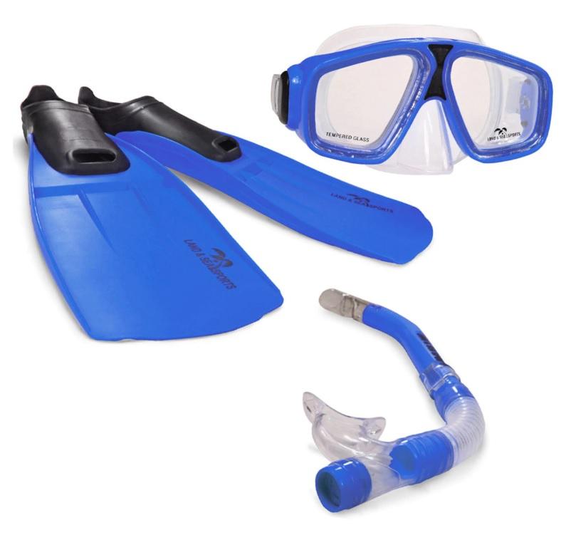 Land and Sea Adventurer Mask Snorkel And Fin Set - Large - Blue