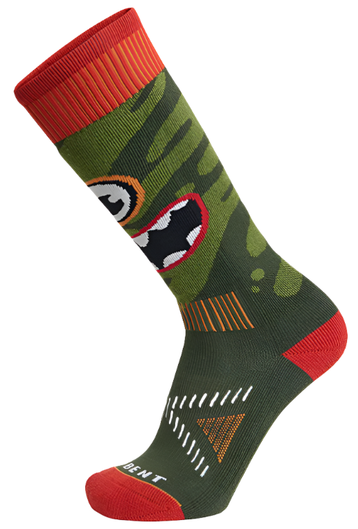 Le Bent Kids Monster Party Light Snow Sock - Khombu Green