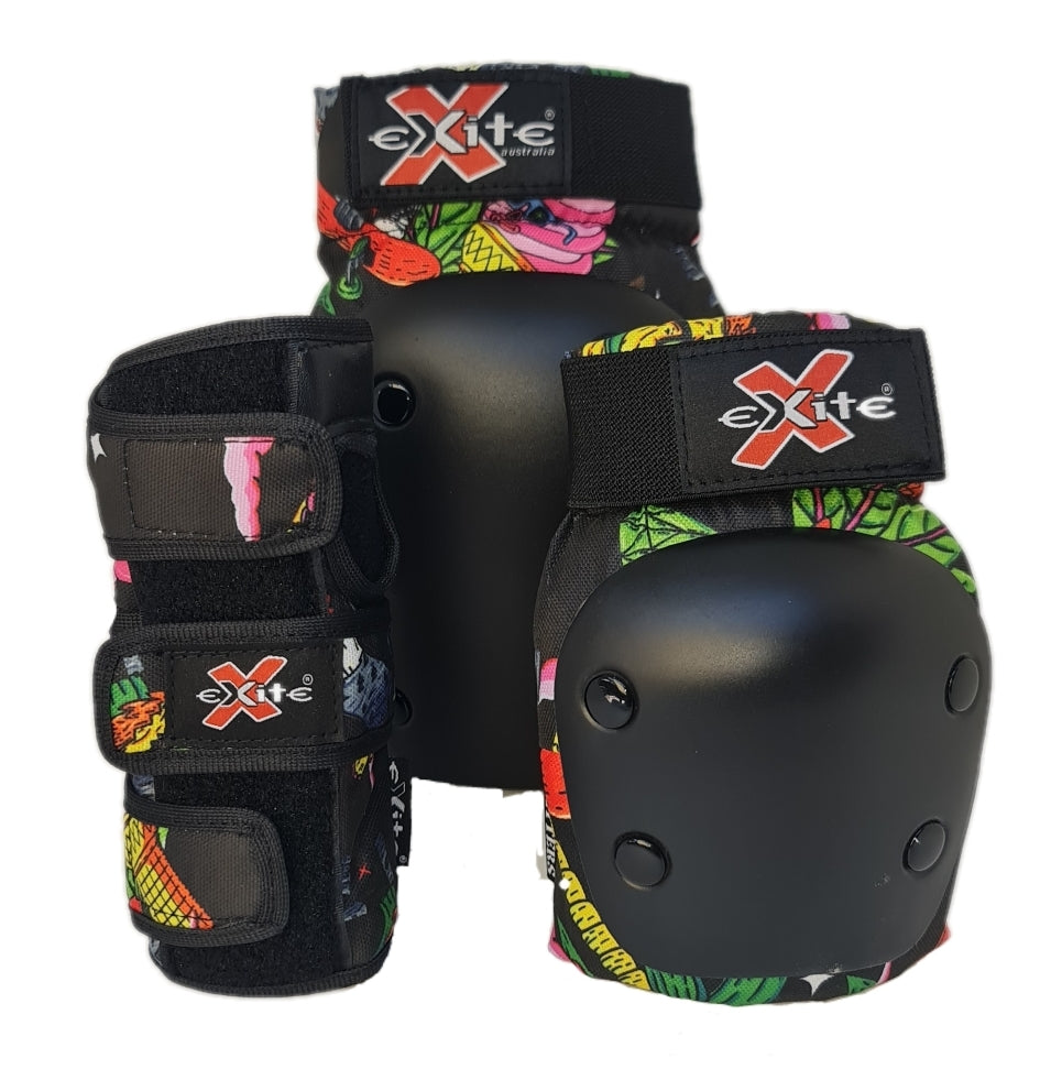 Exite - Critters Premium 3 Pack Skate Protection Youth - Jungle Skull
