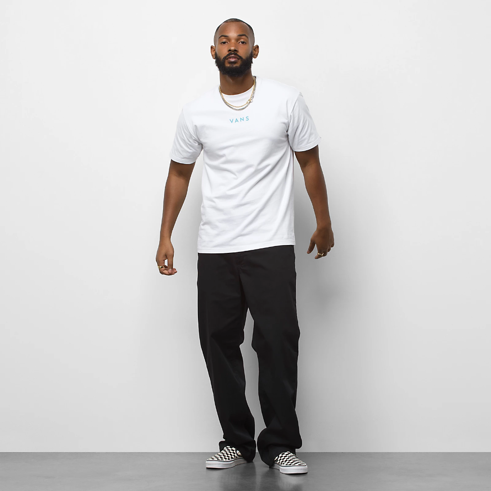 Chinos with black shop vans