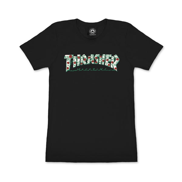 Thrasher Roses Logo Womens Tee - Black - STM Snow Surf Skate