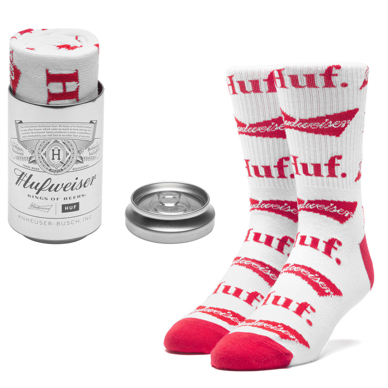 Huf Budweiser Crew Socks - White