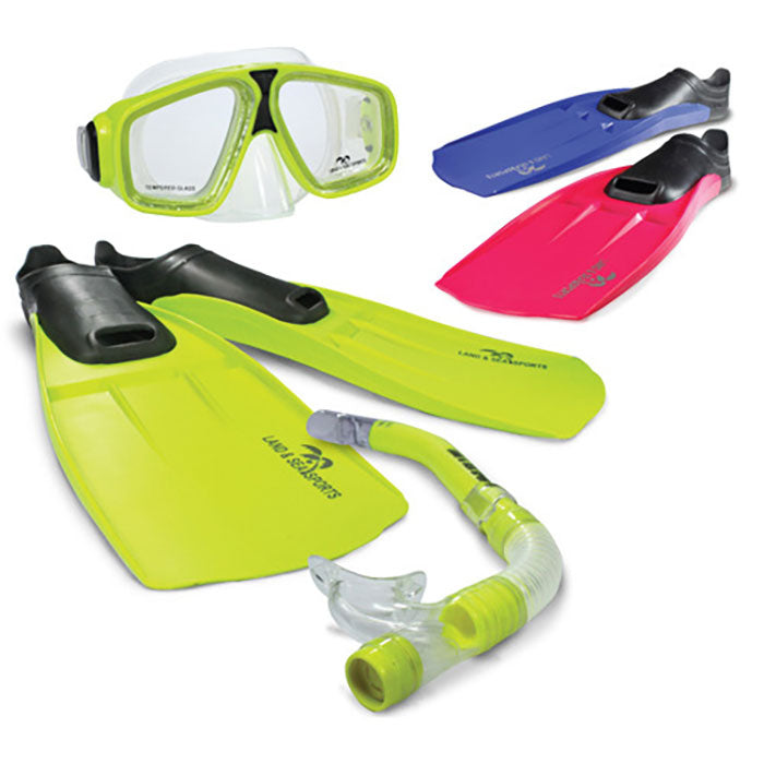 Land & Sea Adventurer Mask Snorkel And Fin Set - Medium - Pink 