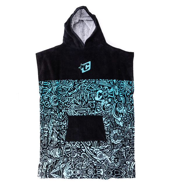 Creatures Grom Poncho Towel - Fluro Blue Fade Black